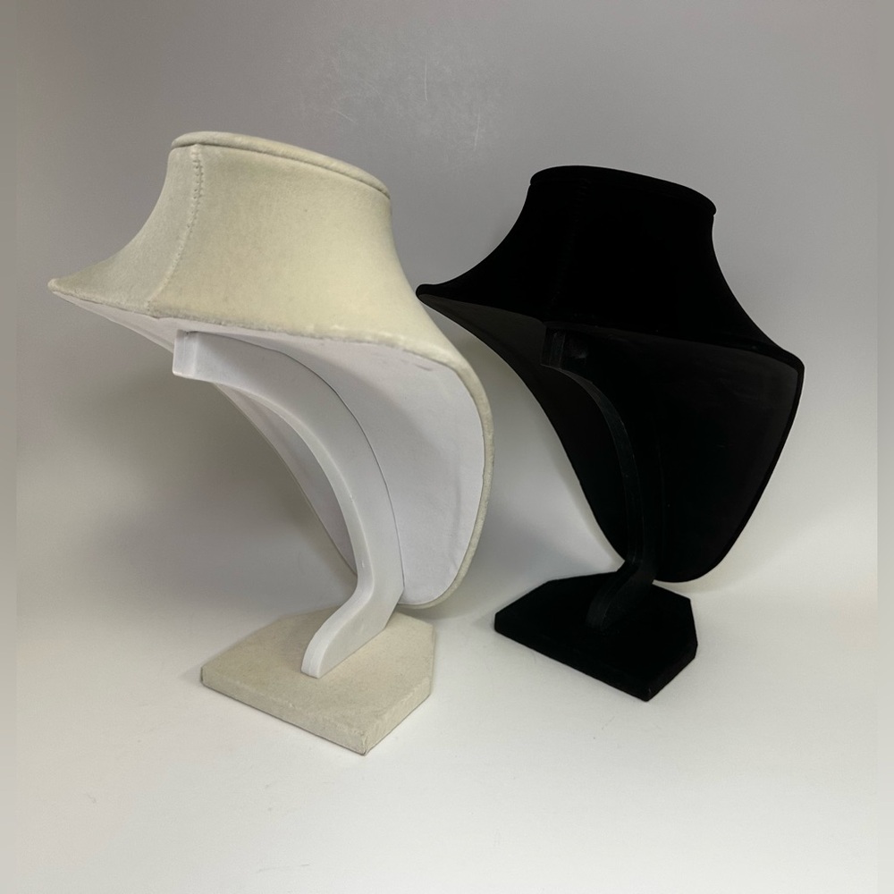 Elegant Velvet Black and Cream Jewelry Display Bust Set - Picture 8 of 8